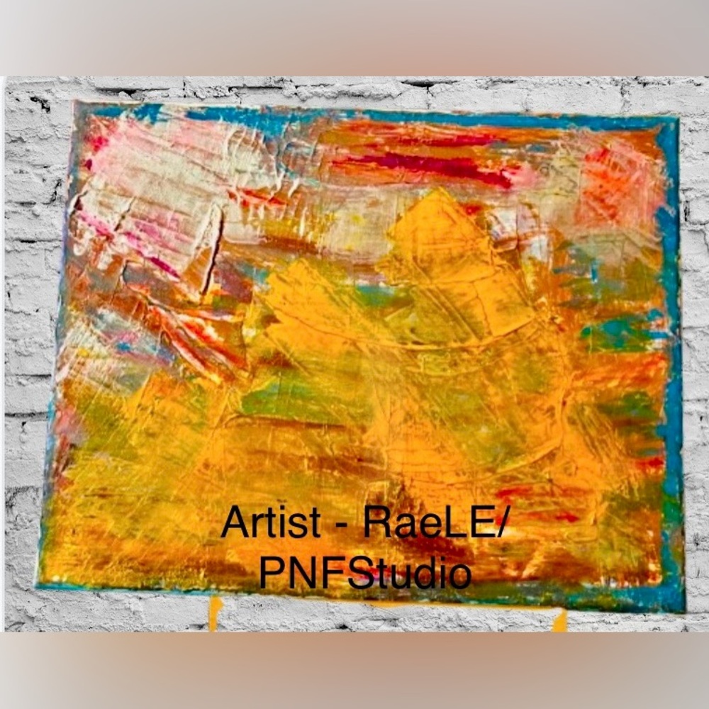 TIME TRAVEL COLLAPSE ABSTRACT MIXED MEDIA W ALCOHOL TREATMENT METALLIC'S TEXTURE